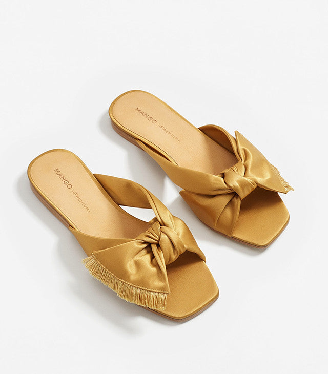 Bow satin sandals